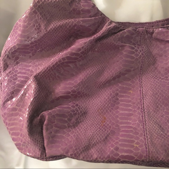 Perlina Lavender Shiny Snakeskin Leather Hobo - Picture 10 of 12
